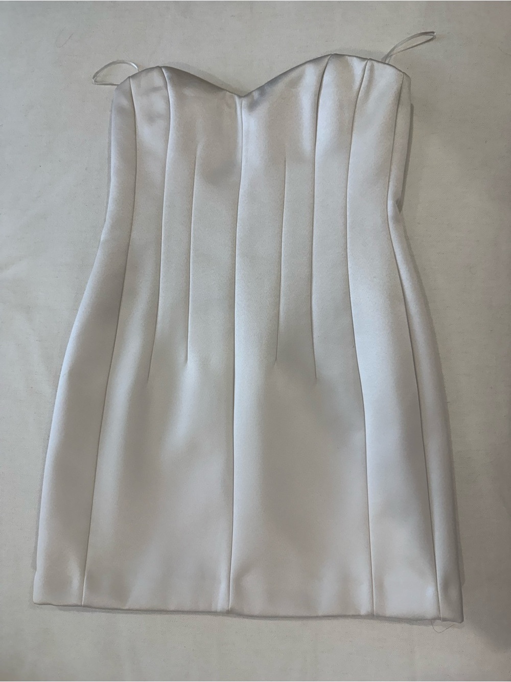H&M White Strapless Satin Mini Dress